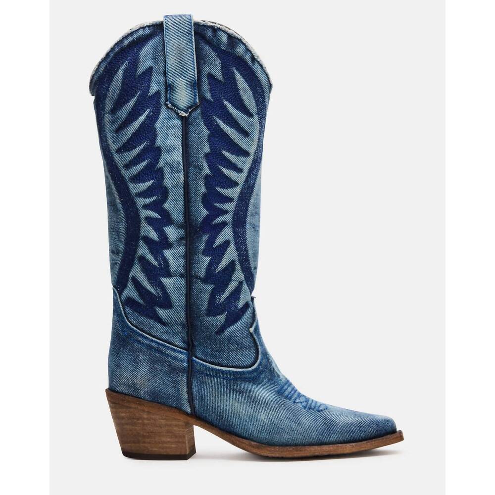 NEW STEVE MADDEN women's albany boots in denim fabric - Picture 3 of 6